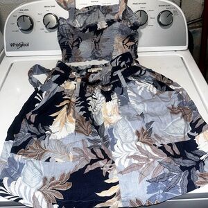 Floral Kids Dress in Blue and Cream